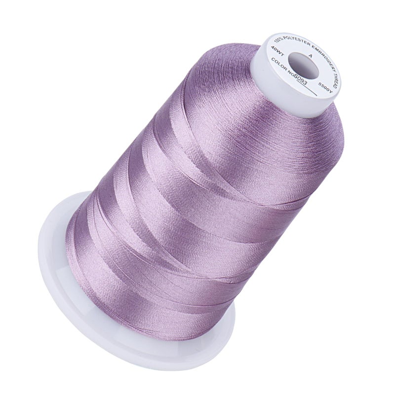Simthread 5500Yds Embroidery Thread, 5000M High-Yardage 40WT 100% Polyester Thread - 170+ Vivid Colors, High-Speed Rated - Compatible with Brother, Singer, Janome & More - Dusty Lilac S093 - Image 1